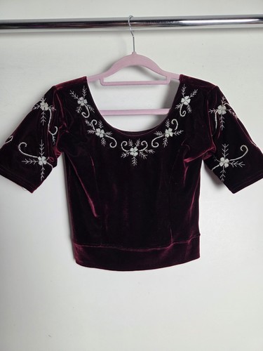 Burgunderrote samtbluse - burgunderrote,