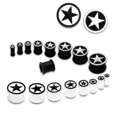 Flesh Tunnel aus Silikon angenehm zu tragen Stern schwarz 4 6 8 10 12 14 16 mm 