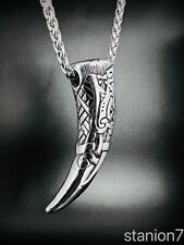 Wikinger Drachen Klaue Schlange Zahn Anhänger Massiv Edelstahl Kette Biker 361B