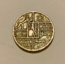 3 Reichsmark Silber 1927 A Weimarer Republik 400 Jahre Universität Marburg J.330