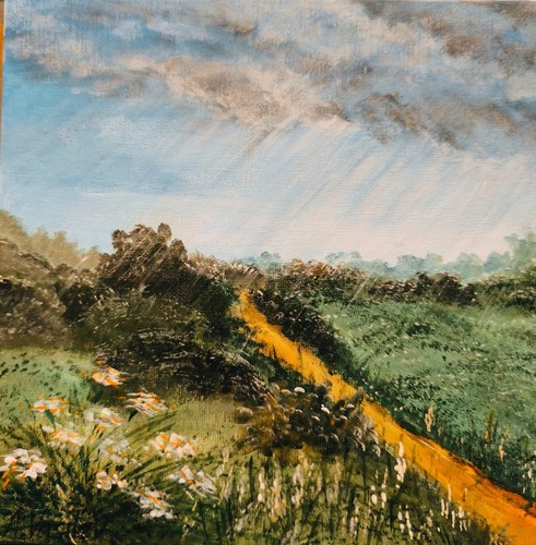 Original acrylbild kartonierte - original,