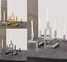 Moderner Kerzenständer Kerzenhalter 5 Stabkerze Gold, Chrome o. Schwarz Metallic