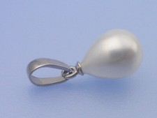 Echt 925 Sterling Silber Anhänger 8,2 mm große synthetische Perle Tropfenförm 