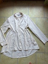 NEU Xuna Edel Tunika Bluse L Vokuhila wollweiss Taschen Knöpfe Stretch Baumwolle
