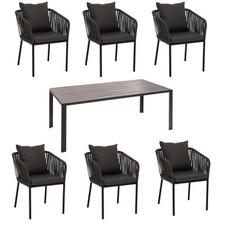 B-Ware Gartengarnitur MCW-N41, 180x80cm, Rope, anthrazit, Kissen dunkelgrau