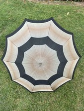 Alter Regenschirm Sonnenschirm Flanierschirm schwarz beige 40er-50er Jahre