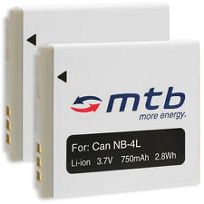 2x Akku NB-4L Kamera Accu Batterie für Canon IXUS 117 HS, 230 HS, 255 HS