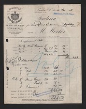 BERLIN, Rechnung 1909, M. Mertés Stroh-Hüte