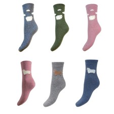 Dicke Schafsocken Wollmischung weich warm robust rosa blau grau Damen UK 4-7