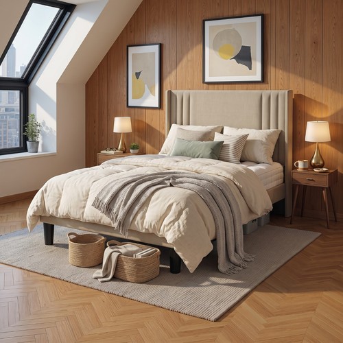 Massivholzbett mit