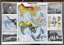 Schulwandkarte Suedasien Inselwelt Indien Tadsch-Mahal Ganges Java Thailand