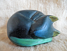 GILDE Katze aus  Akazienholz neuwertig handbemalt 11 x9x6 cm