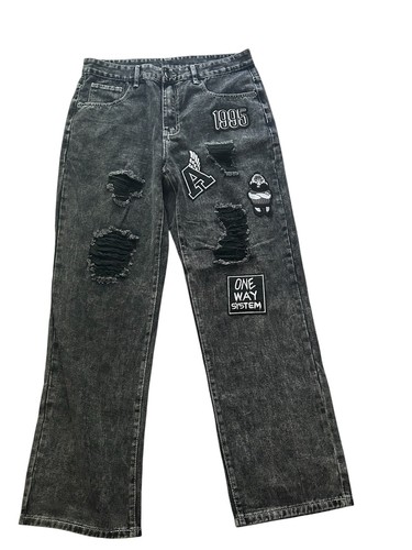 Y2k patchwork jeans womens - patchwork,