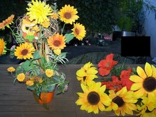 Große Sonnenblumen 7 x + Mohnblumen 7 x + Herbstgesteck