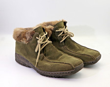 Rieker Winterboots Stiefeletten Wildleder grün mit Fellbesatz Gr. 39