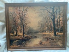 Vintage Robert Holz Bild "Herbstblätter" Druck gerahmt