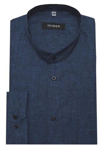 Huber stehkragen hemd blau - huber,