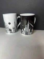 Botticelli Design Kaffee Tassen Set Schwarz Weiß Skyline Tag Nacht Day Night