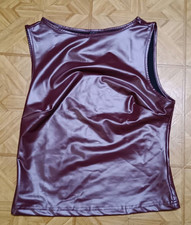 Leder Bluse Damen Weinrot Leder Wet Look M 38