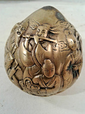 Klangkugel Objekt Pfirsichform,d.8 Weisen,Gelehrten,China,Messing-Bronze sig.,H7