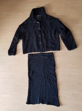 Simclan Damen Anzug Strick Blazer Jacke Oversize und Rock Gr. 42 Wolle 