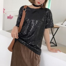 Damen Kurzärmelig Pailletten