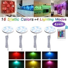 4x RGB LED Unterbauleuchte Vitrinenbeleuchtung Möbel Küche Regalbeleuchtung Set