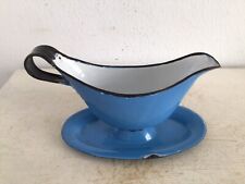 Alte seltene Emaille Sauciere Blau Emaile Brocante Landhaus Shabby Frankreich