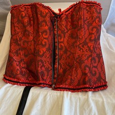 Damen Corsage In Rot Mit Schwarzer Schnürung, Größe Zwei Xl ￼