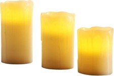 3 tlg. SET LED ECHTWACHS KERZEN mit Fernbedienung flammenlose Kerze Flackerlicht