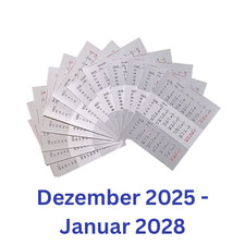 Kalender Blätter 2026/2027 für Aufstellkalender Ersatzblätter für Tischkalender