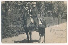 115016, Portraitfoto CDV: Husar mit Pelzmütze und Lanze auf Pferd, Braunschweig