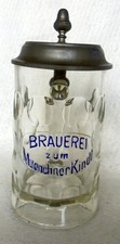 ALT Humpen Bierkrug Brauerei zum Münchner Kindl München um 1900 Krug Zinndeckel