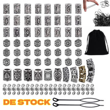 78Stk Runen Set BARTSCHMUCK Haarschmuck Wikinger Runen Set Bartperlen Mittelalt