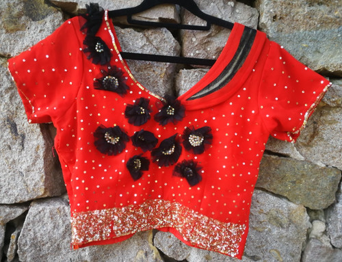 Vintage rot pailletten chiffon - vintage,