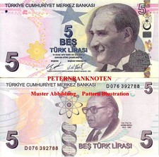 Türkei / Turkey 5 Lira 2009 Unc. P 222 #639# ❇️❇️