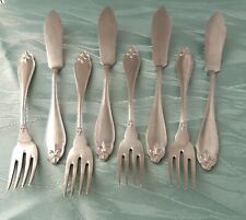 4 x Fischbesteck, Wellner, Alpacca, Jugendstil-Dekor, Messer 20 cm lang