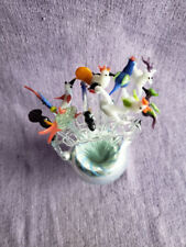 Antike BIMINI Art Déco 12 CocktailSpieße+Ständer Set Glas Bowlpieker Lauscha TOP