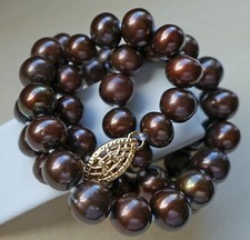 Neu Perlen Collier Kette 14Kt