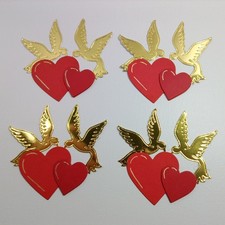 K388 4er Set Taubenpaar m. Herzen Hochzeit Stanzteile Kartenschmuck Scrapbooking