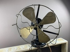Antik Schwer Lüfter - Alte Elektrisch Tisch Ventilator - Messing Blades - Land