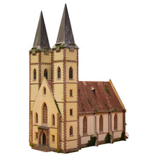 Diorama H0/1:87 Faller Kleinstadt Kirche Kathedrale Stadtkirche Gebäude gealtert