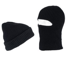 Sturmhaube Balaclava und Strickmütze 2  in 1 schwarz 1 Loch