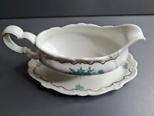 Sauciere einteilig L: ca. 24,5 cm   Weimar grüne Rose Goldrand selten