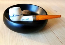 Tabakpfeife GOEDE WAAGEN Holland (Porzellan +Bernstein) dazu ein Pfeifenascher