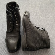 Moma Boots Frago Mom Stiefelette Gr. 37 schwarz Leder Schnürung & Reißverschluss