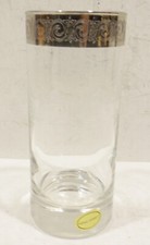 Murano Gravur  Handarbeit Wasser Glas 12cm klar Medici Silberborte