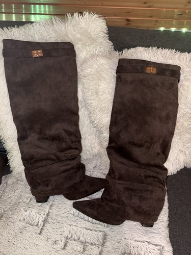 Brown slouchy faux suede - brown,