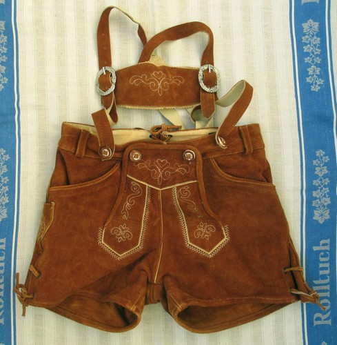 Bestickte braune lederhose - bestickte,