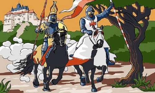 Fahne flagge ritter mit - ritter, burg